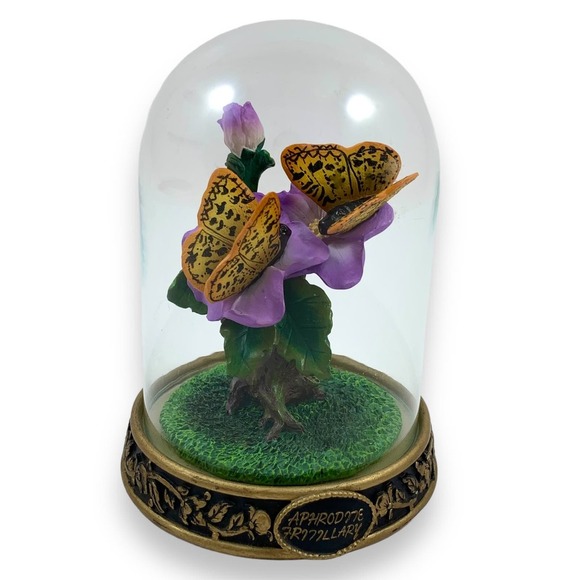 Vintage Aphrodite Fritillary butterflies in bell jar dome - Picture 9 of 9